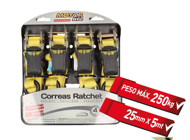 Set 4 Correas Ratchet  5 mts c/u