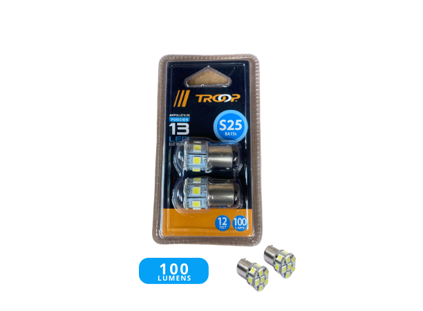 Ampolleta auto de posición LED T10 5SMDX5050 12V  Blanco TROOP