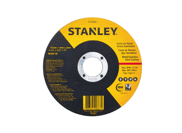 DISCO DE CORTE METAL/AC.INOX. 4,5" STANLEY (115 x 1.0 x 22 mm)