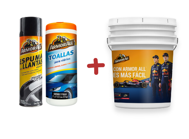 6 toallas vidrios + 12 espuma de llantas +balde ArmorAll