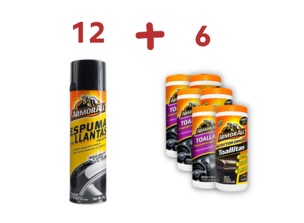 12 Espuma de Llantas + 6 toallitas ArmorAll