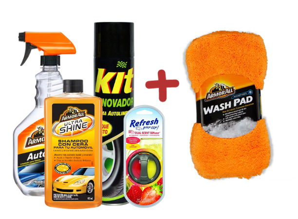 Pack Cuidado Automotriz ArmorAll + REGALO esponja Wash Pad Microfibra